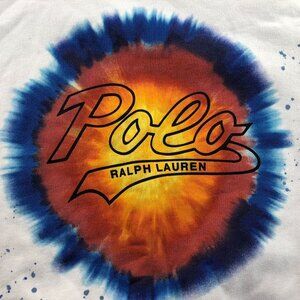 Polo Ralph Lauren Mens Sweatshirt Large Pullover Tie-Dye Sweatshirt White Hippie